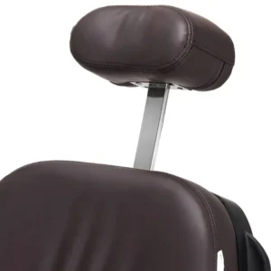 Appui-tête inclinable et réglable en hauteur, idéal pour un confort ajusté sur ce fauteuil de barbier électrique.